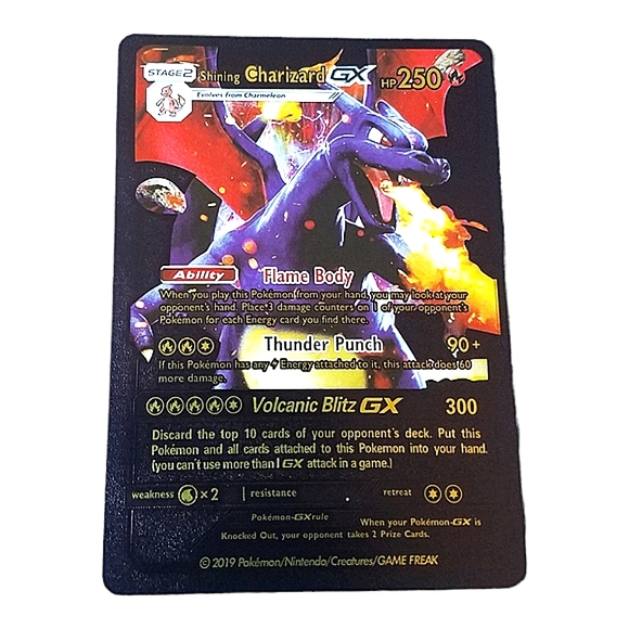 CLEARANCE 💖Collector's Shining Charizard GX 250hp Black Gold Pokemon Card - Picture 1 of 2